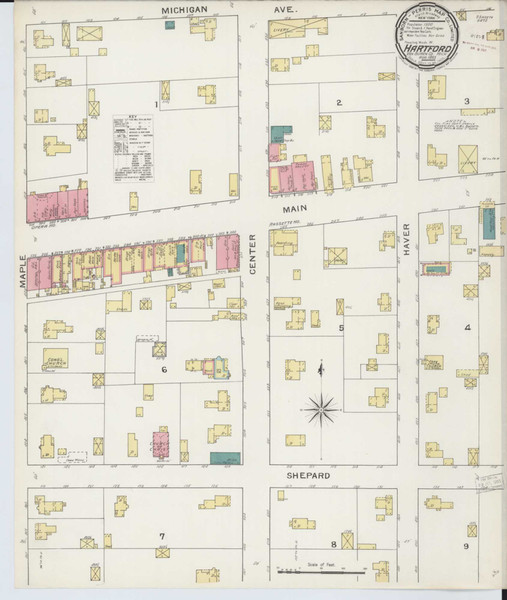 Hartford Michigan 1893 - Fire Insurance Index - Old Map Reprint