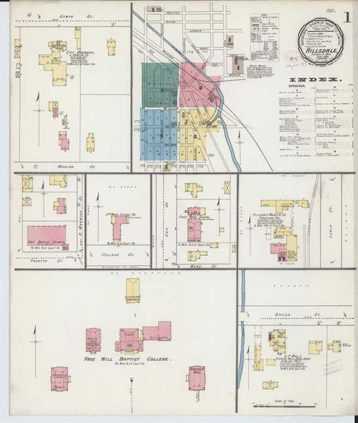 Hillsdale Michigan 1893 - Fire Insurance Index - Old Map Reprint