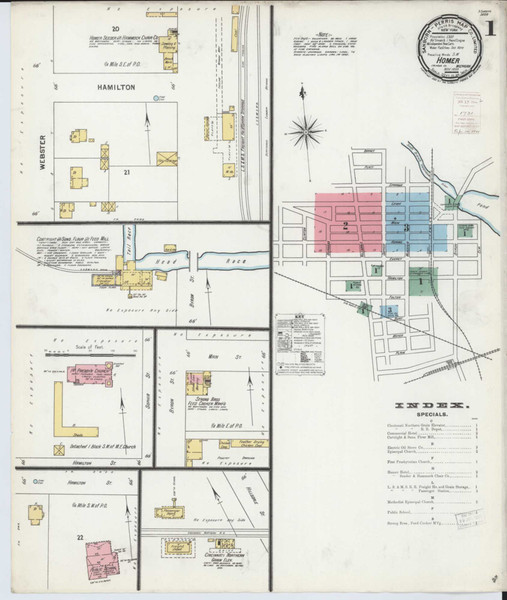 Homer Michigan 1899 - Fire Insurance Index - Old Map Reprint