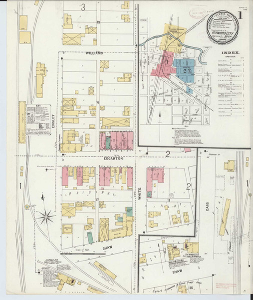 Howard City Michigan 1899 - Fire Insurance Index - Old Map Reprint