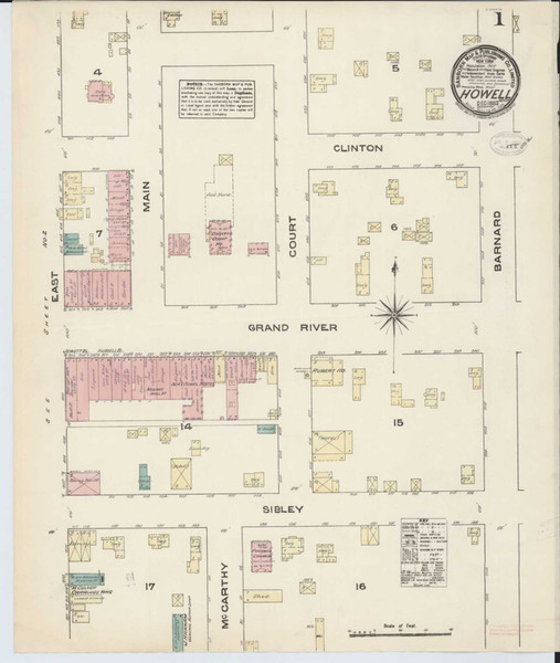 Howell Michigan 1883 - Fire Insurance Index - Old Map Reprint