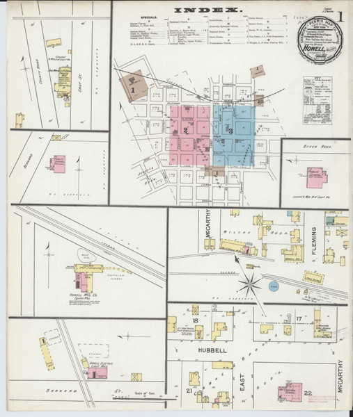 Howell Michigan 1892 - Fire Insurance Index - Old Map Reprint