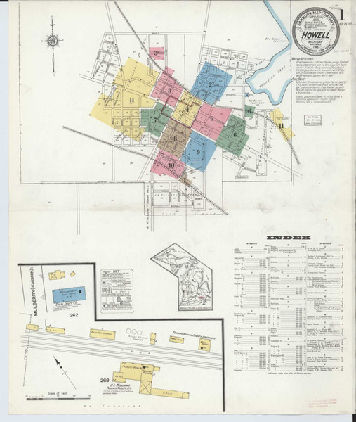 Howell Michigan 1916 - Fire Insurance Index - Old Map Reprint