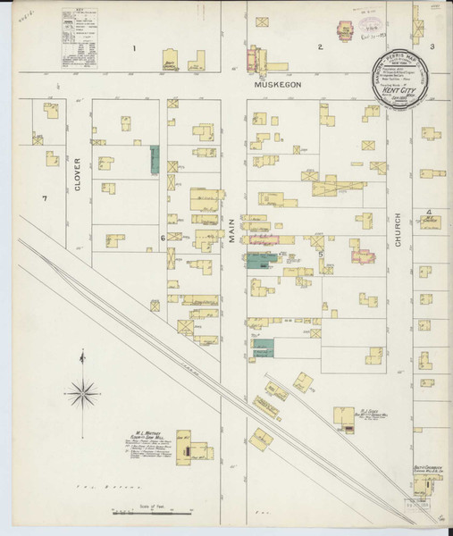 Kent City Michigan 1893 - Fire Insurance Index - Old Map Reprint