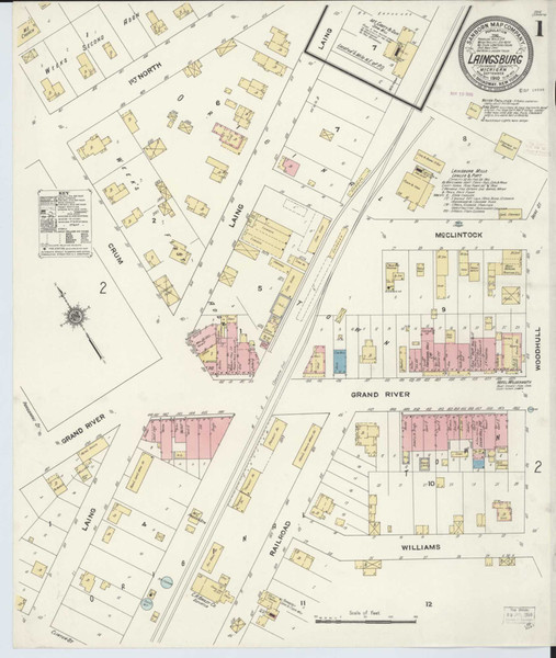 Laingsburg Michigan 1910 - Fire Insurance Index - Old Map Reprint