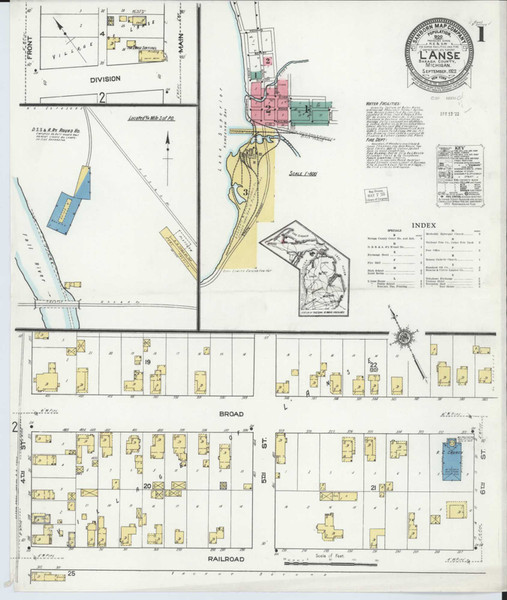 L'Anse Michigan 1922 - Fire Insurance Index - Old Map Reprint