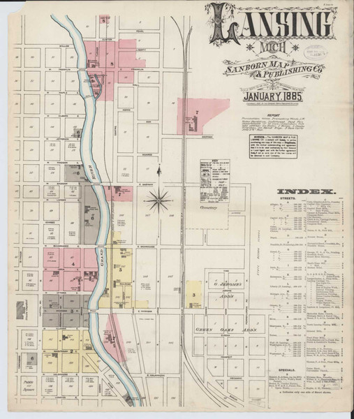Lansing Michigan 1885 - Fire Insurance Index - Old Map Reprint