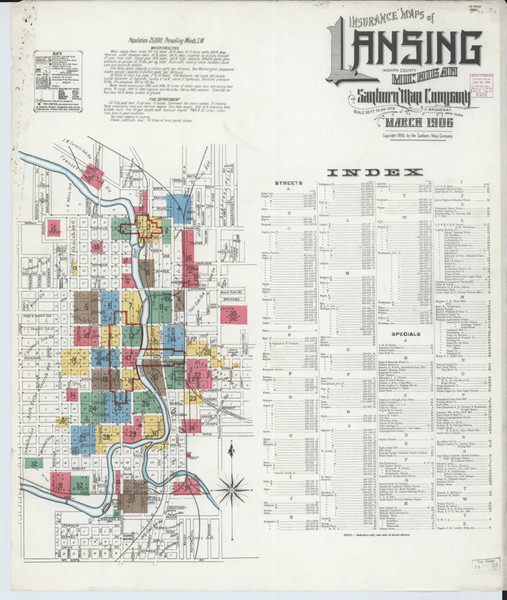 Lansing Michigan 1906 - Fire Insurance Index - Old Map Reprint