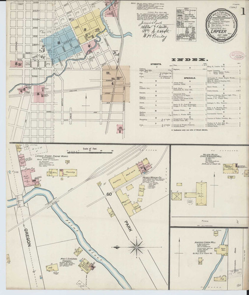 Lapeer Michigan 1888 - Fire Insurance Index - Old Map Reprint
