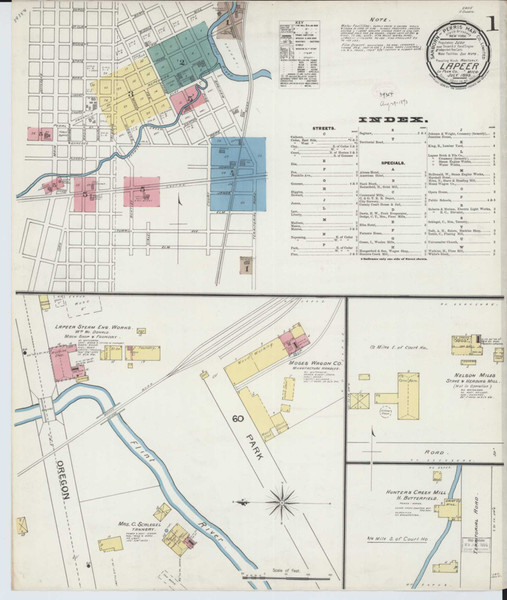 Lapeer Michigan 1893 - Fire Insurance Index - Old Map Reprint