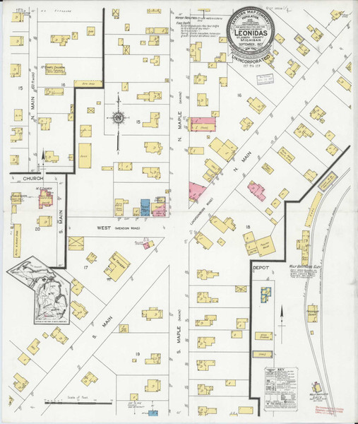 Leonidas Michigan 1927 - Fire Insurance Index - Old Map Reprint