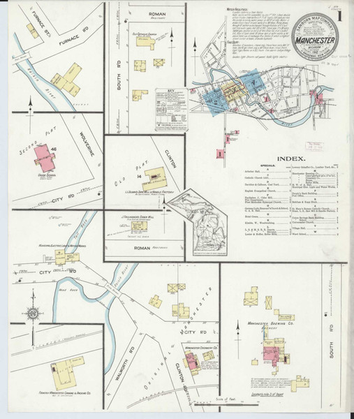 Manchester Michigan 1912 - Fire Insurance Index - Old Map Reprint