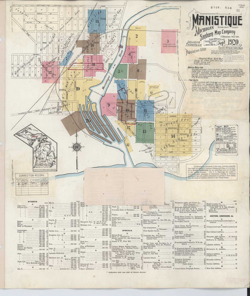 Manistique Michigan 1950 - Fire Insurance Index - Old Map Reprint
