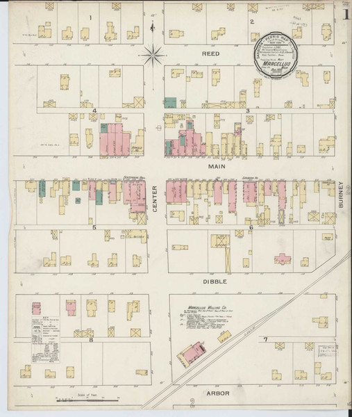 Marcellus Michigan 1893 - Fire Insurance Index - Old Map Reprint
