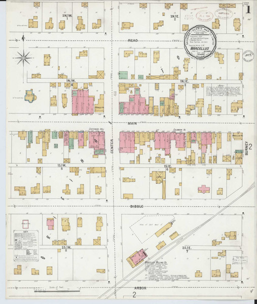 Marcellus Michigan 1899 - Fire Insurance Index - Old Map Reprint