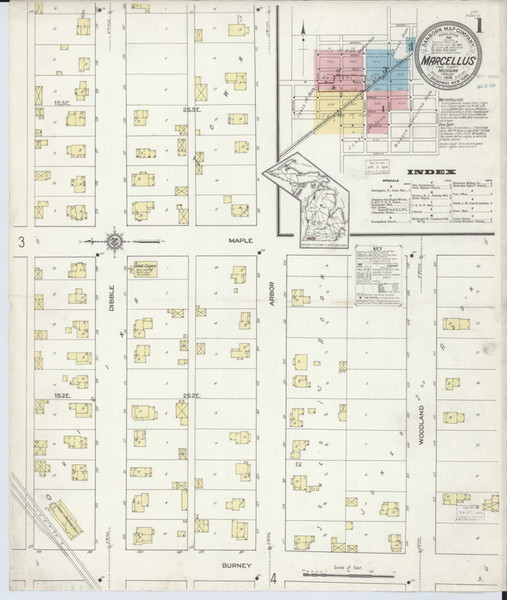 Marcellus Michigan 1914 - Fire Insurance Index - Old Map Reprint
