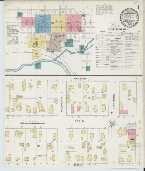 Marshall Michigan 1893 - Fire Insurance Index - Old Map Reprint