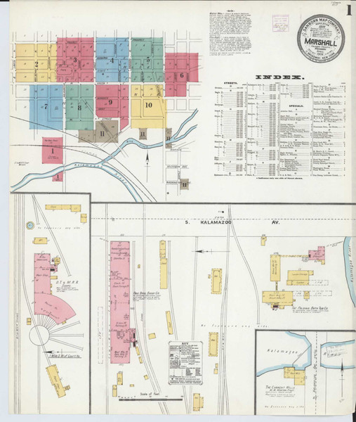 Marshall Michigan 1906 - Fire Insurance Index - Old Map Reprint