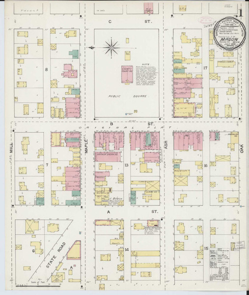 Mason Michigan 1889 - Fire Insurance Index - Old Map Reprint