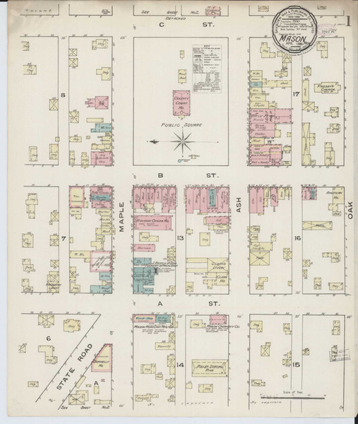 Mason Michigan 1889 - Fire Insurance Index - Old Map Reprint