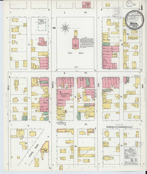 Mason Michigan 1900 - Fire Insurance Index - Old Map Reprint