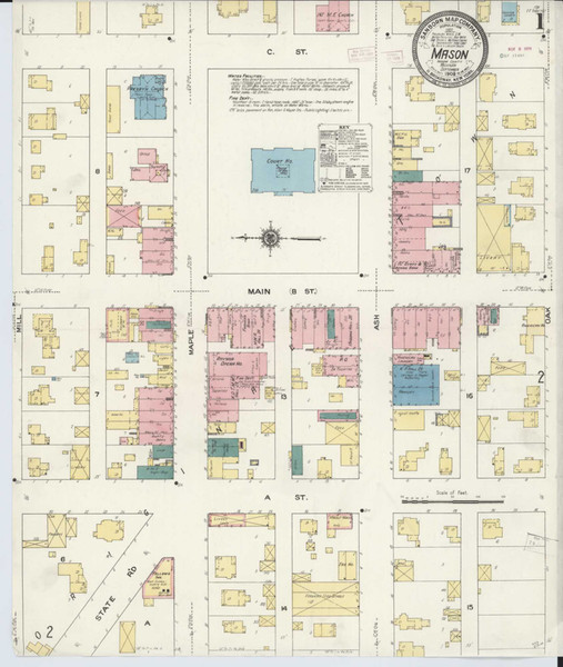 Mason Michigan 1909 - Fire Insurance Index - Old Map Reprint