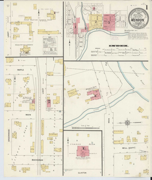 Mendon Michigan 1911 - Fire Insurance Index - Old Map Reprint