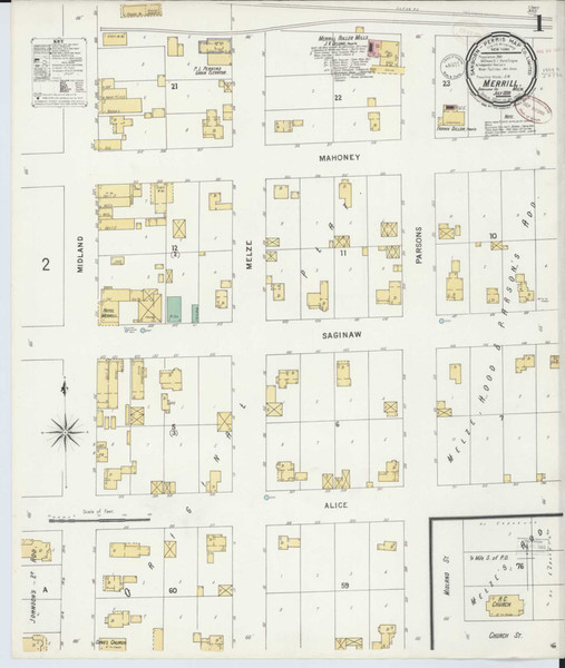 Merrill Michigan 1899 - Fire Insurance Index - Old Map Reprint