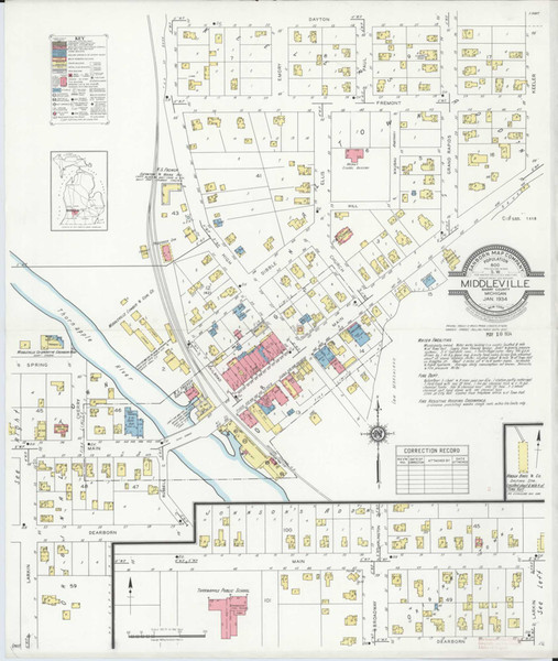 Middleville Michigan 1934 - Fire Insurance Index - Old Map Reprint