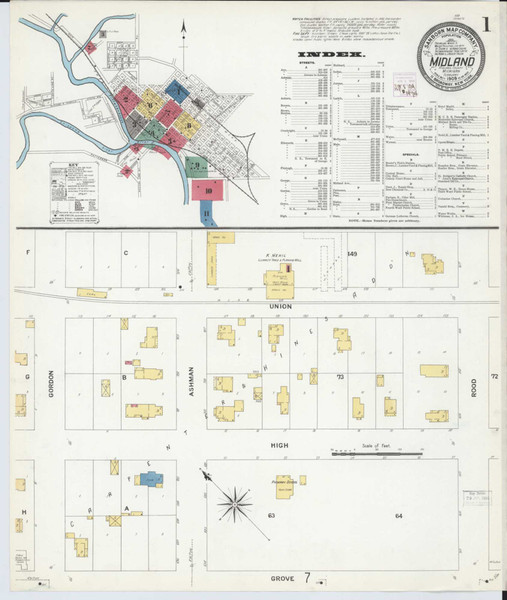 Midland Michigan 1909 - Fire Insurance Index - Old Map Reprint