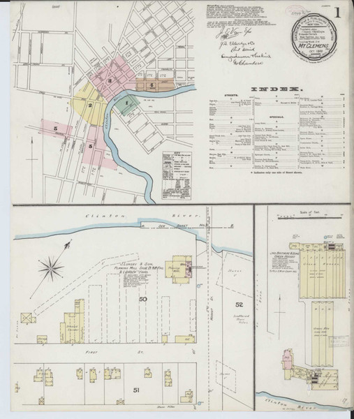 Mount Clemens Michigan 1888 - Fire Insurance Index - Old Map Reprint