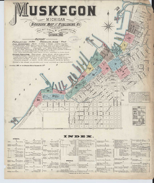 Muskegon Michigan 1883 - Fire Insurance Index - Old Map Reprint