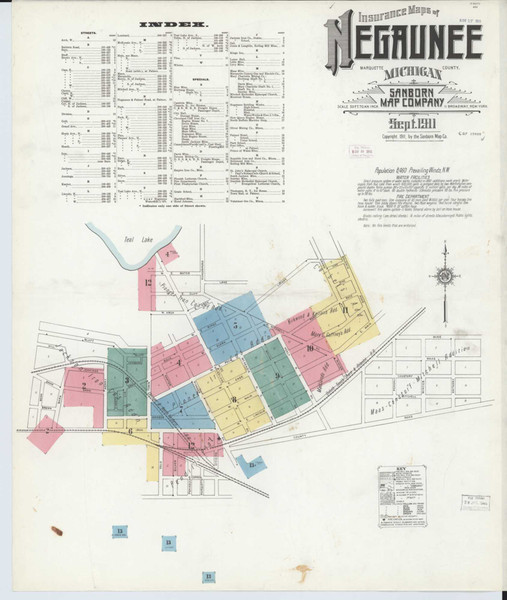 Negaunee Michigan 1911 - Fire Insurance Index - Old Map Reprint