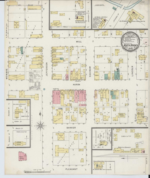North Branch Michigan 1895 - Fire Insurance Index - Old Map Reprint