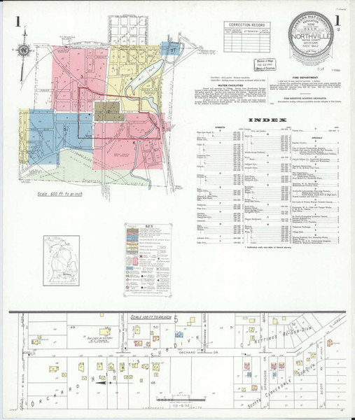 Northville Michigan 1942 - Fire Insurance Index - Old Map Reprint