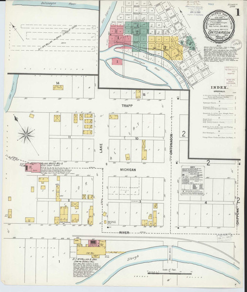 Ontonagon Michigan 1900 - Fire Insurance Index - Old Map Reprint