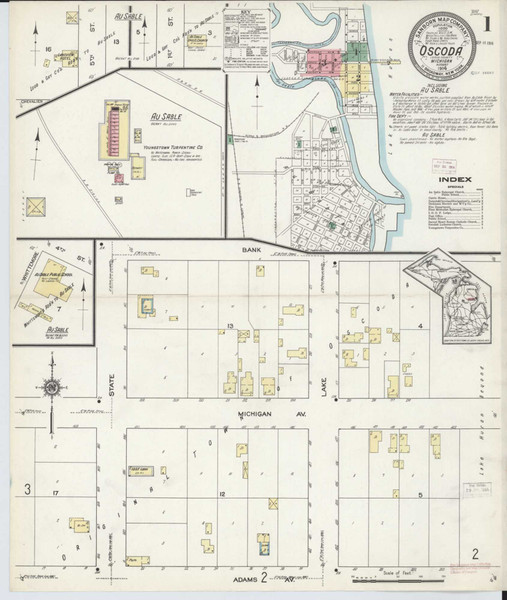 Oscoda Michigan 1914 - Fire Insurance Index - Old Map Reprint
