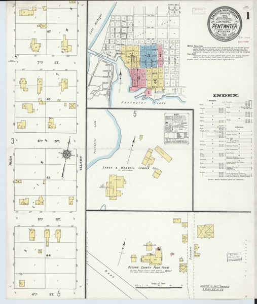 Pentwater Michigan 1910 - Fire Insurance Index - Old Map Reprint