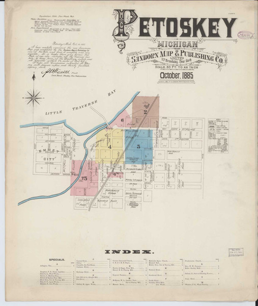 Petoskey Michigan 1885 - Fire Insurance Index - Old Map Reprint