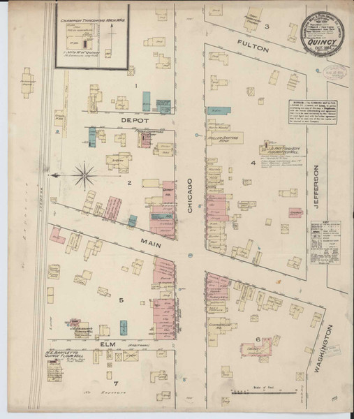 Quincy Michigan 1884 - Fire Insurance Index - Old Map Reprint