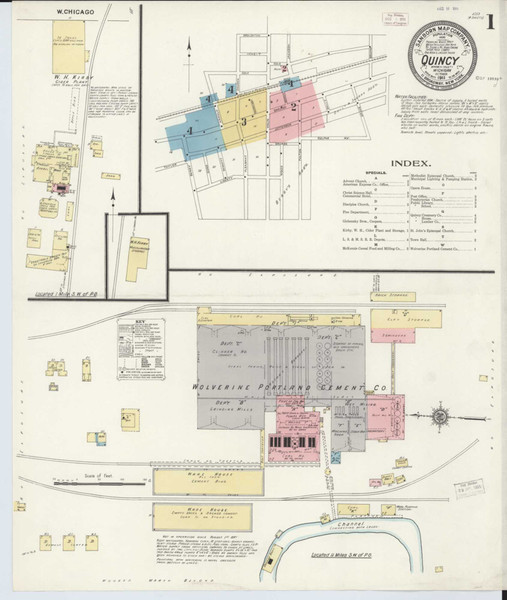 Quincy Michigan 1911 - Fire Insurance Index - Old Map Reprint