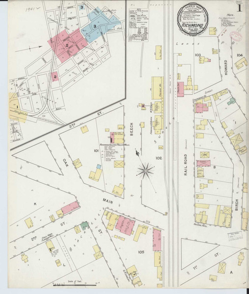 Richmond Michigan 1895 - Fire Insurance Index - Old Map Reprint