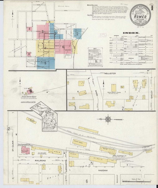 Romeo Michigan 1913 - Fire Insurance Index - Old Map Reprint