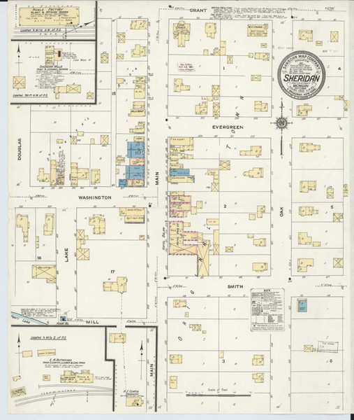 Sheridan Michigan 1910 - Fire Insurance Index - Old Map Reprint