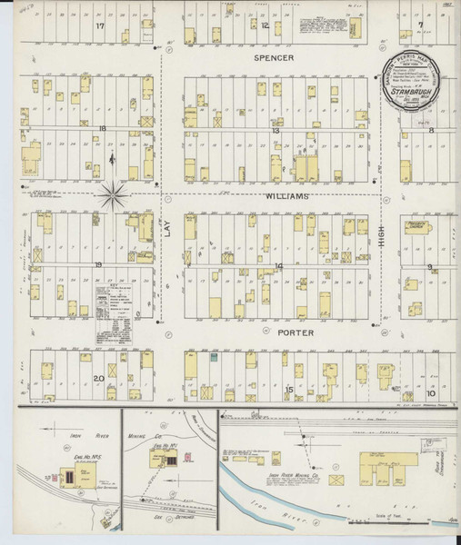 Stambaugh Michigan 1893 - Fire Insurance Index - Old Map Reprint