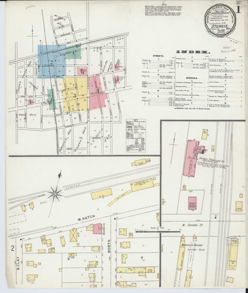 Sturgis Michigan 1895 - Fire Insurance Index - Old Map Reprint