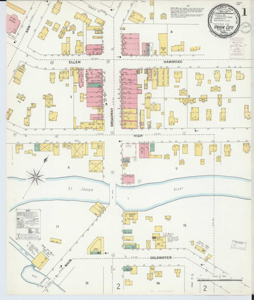 Union City Michigan 1899 - Fire Insurance Index - Old Map Reprint
