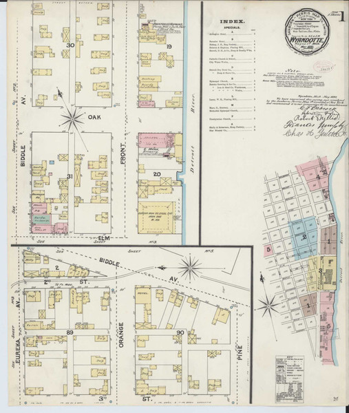Wyandotte Michigan 1890 - Fire Insurance Index - Old Map Reprint