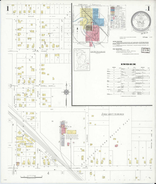 Yale Michigan 1937 - Fire Insurance Index - Old Map Reprint