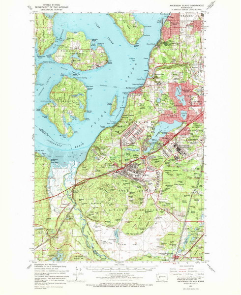 Anderson Island, Washington 1959 (1968) USGS Old Topo Map Reprint 15x15 WA Quad 239829